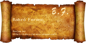 Bakró Ferenc névjegykártya