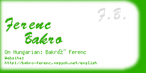 ferenc bakro business card