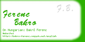 ferenc bakro business card